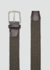 Mango Man Braided Elastic Belt In Brown