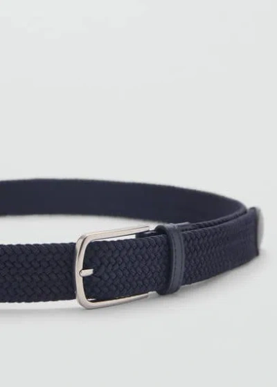 Mango Man Braided Elastic Belt Dark Navy