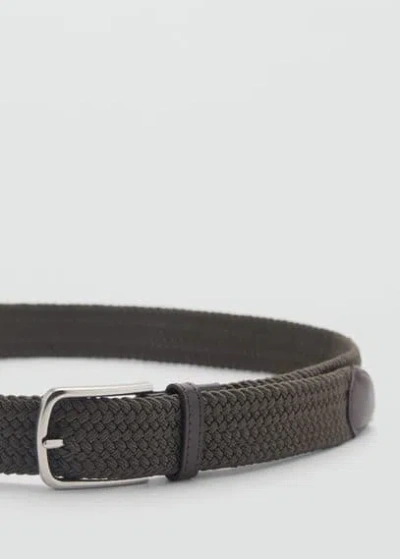Mango Man Braided Elastic Belt Khaki