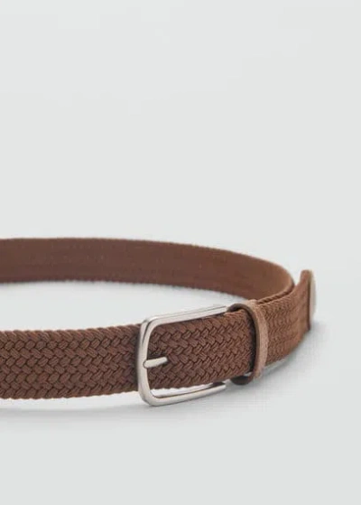 Mango Man Braided Elastic Belt Medium Brown