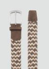 Shop Mango Man Braided Elastic Coloured Belt Beige