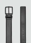 Mango Man Buckle Leather Belt Black