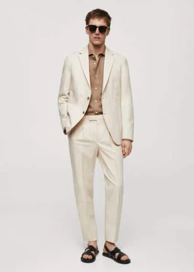 Mango Man Slim-fit Tencel Linen Shirt In Brown