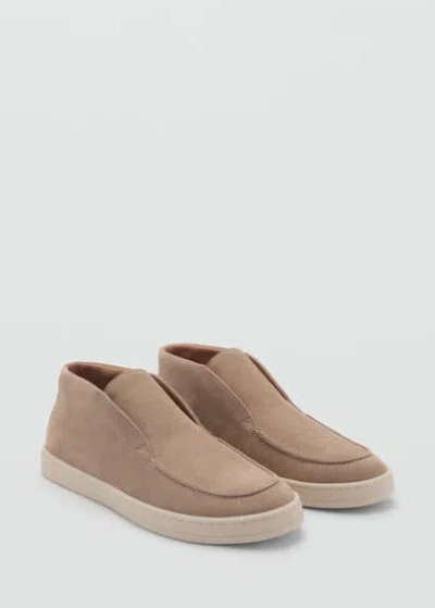 Mango Man Casual Split Leather Ankle Boots Sand