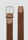 Mango Man Braided Elastic Belt Medium Brown