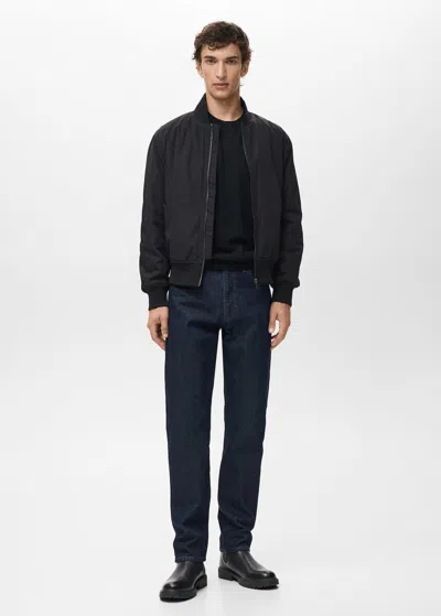Mango Man Chaqueta Bomber Repelente Al Agua Black
