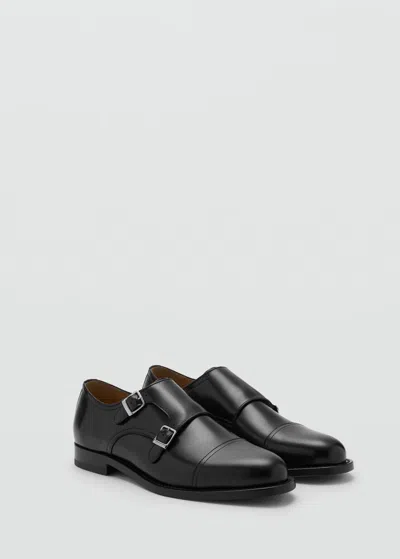 Mango Man Double Buckle Leather Shoe Black