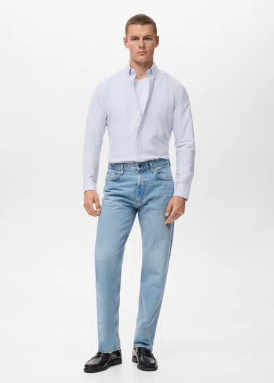 Mango Man 100% Cotton Kodak Striped Shirt Sky Blue
