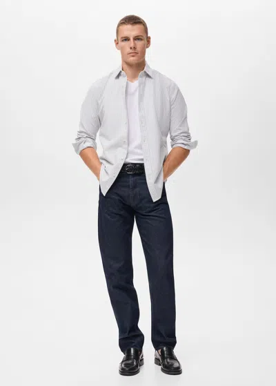 Mango Man Chemise 100 % Coton Rayures Bicolores Gris - Homme - M -  In Gray