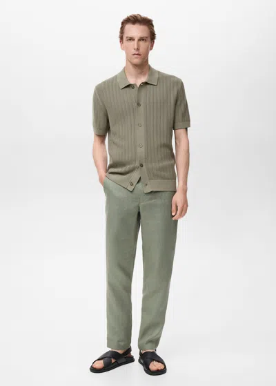 Mango Man 100% Cotton Shirt Structure Khaki