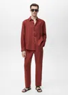 Mango Man 100% Linen Shirt With Pocket Cherry