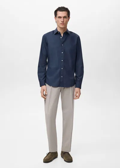 Mango Man Shirt Navy In Blue