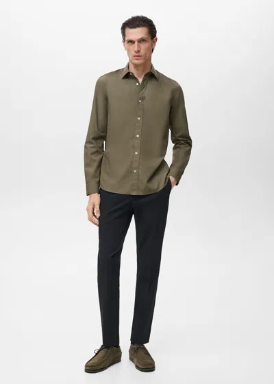 Mango Man Shirt Khaki In Brown