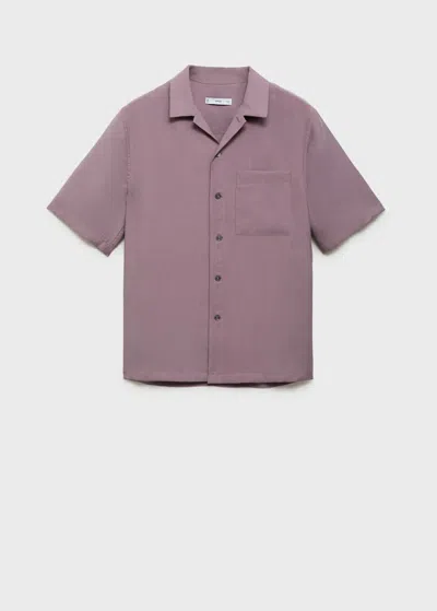 Mango Man Pocket Modal Shirt Violet In Purple