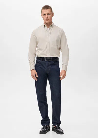 Mango Man Regular-fit 100% Cotton Shirt With Pocket In Sand
