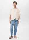 Mango Man Regular-fit Cotton Shirt With Pocket Ecru In Sand