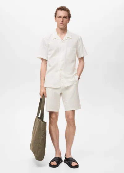 Mango Man Regular Fit Seersucker Shirt In White