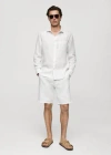 Mango Man Classic Fit 100% Linen Shirt White