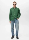 Mango Man Classic Fit Linen Shirt Billiard Green
