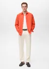 Mango Man Classic Fit Linen Shirt Orange In Orange