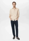Mango Man Classic Fit Linen Shirt Sand