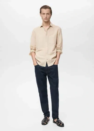 Mango Man Classic Fit Linen Shirt Sand In Sand