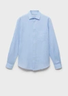 Mango Man Classic Fit Linen Shirt Sky Blue