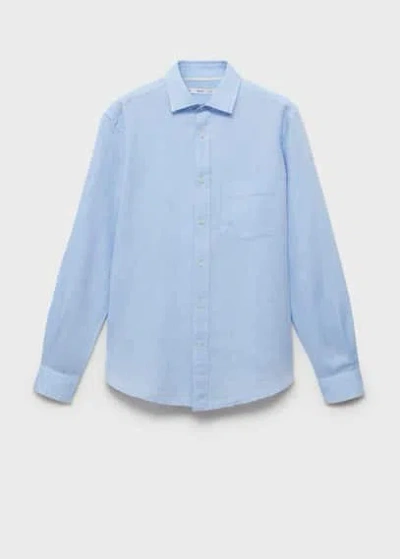 Mango Man Classic Fit Linen Shirt Sky Blue In Sky Blue