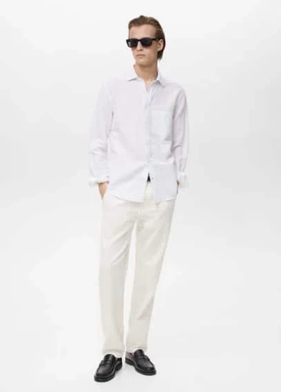 Mango Man Classic Fit Linen Shirt White
