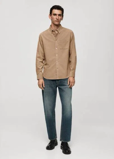 Mango Man Classic Fit Micro-corduroy Shirt Beige