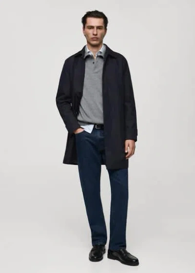 Mango Man Classic Water-repellent Trench Coat Dark Navy