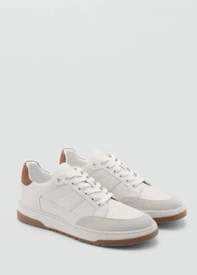 Mango Man Combined Leather Trainers White