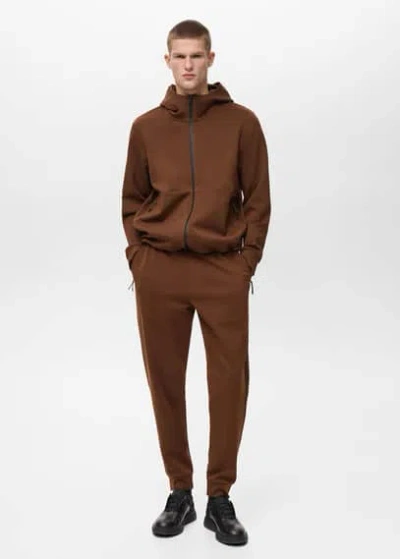 Mango Man Comfort Stretch Hooded Sweatshirt Burnt Orange