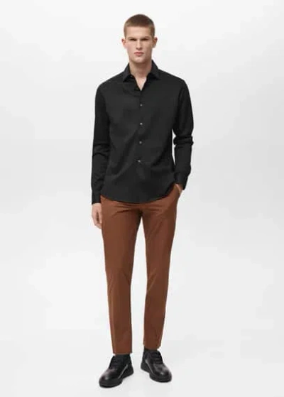 Mango Man Comfort Stretch Shirt Easy Ironing Black