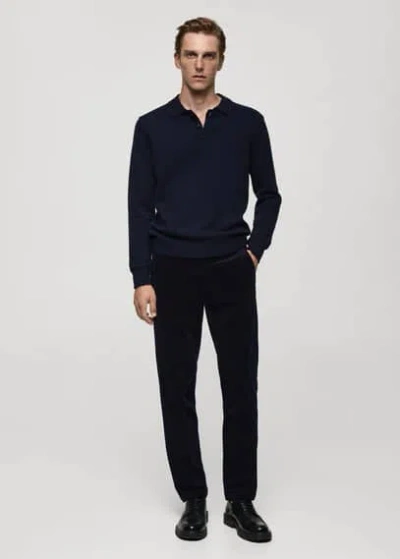 Mango Man Corduroy Slim-fit Trousers Dark Navy