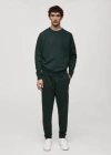 Mango Man Cotton Drawstring Joggers Green