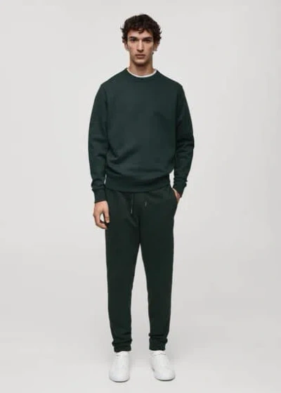 Mango Man Cotton Drawstring Joggers Green
