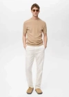 Mango Man Cotton Fine-knit T-shirt Beige