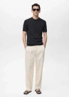 Mango Man Cotton Fine-knit T-shirt Black