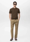 Mango Man Cotton Fine-knit T-shirt Brown In Brown