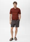 Mango Man Cotton Fine-knit T-shirt Burnt Orange