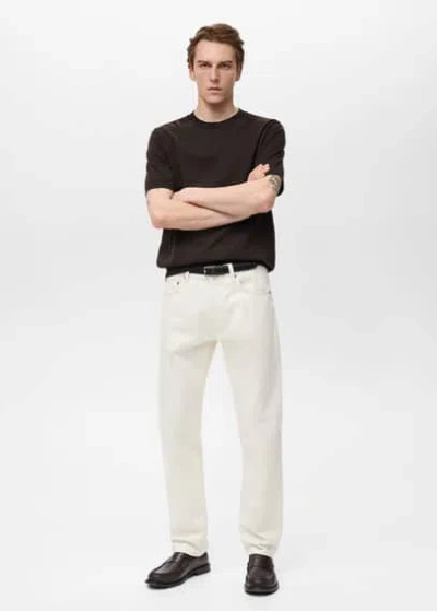 Mango Man Cotton Fine-knit T-shirt Chocolate