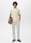 Mango Man Cotton Fine-knit T-shirt Ice Grey In Gray