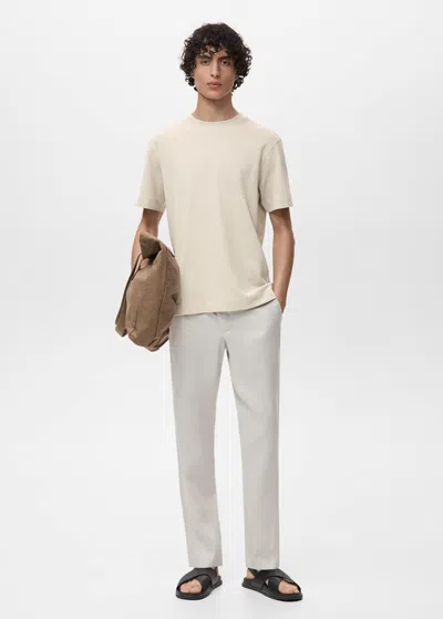 Mango Man Cotton Fine-knit T-shirt Ice Grey