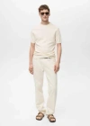 Mango Man Cotton Fine-knit T-shirt Ivory White