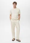 Mango Man Cotton Fine-knit T-shirt Ivory White