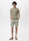 Mango Man Cotton Fine-knit T-shirt Khaki In Brown