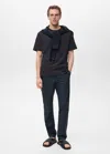 Mango Man Cotton Fine-knit T-shirt Navy