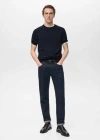 Mango Man Cotton Fine-knit T-shirt Night Blue