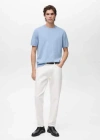 Mango Man Cotton Fine-knit T-shirt Sky Blue